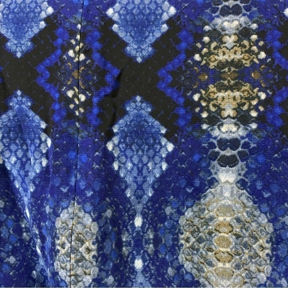 Calvin Klein New With Tags Blue Snakeskin-Print Belted Midi Dress Size 4 - Picture 11 of 15